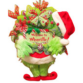 Zimski božićni plišani vijenci, plišane vilenjačke noge, vijenac od 32 cm, umjetni vijenac s mašnom i kuglicama za zid na vratima