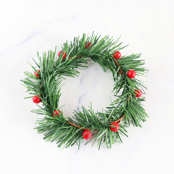 2 бр. Red Berry Pine Коледен венец Свещник Пръстен Гарланд Коледно дърво Висящ декор Орнамент Домашно парти Изкуствено цвете
