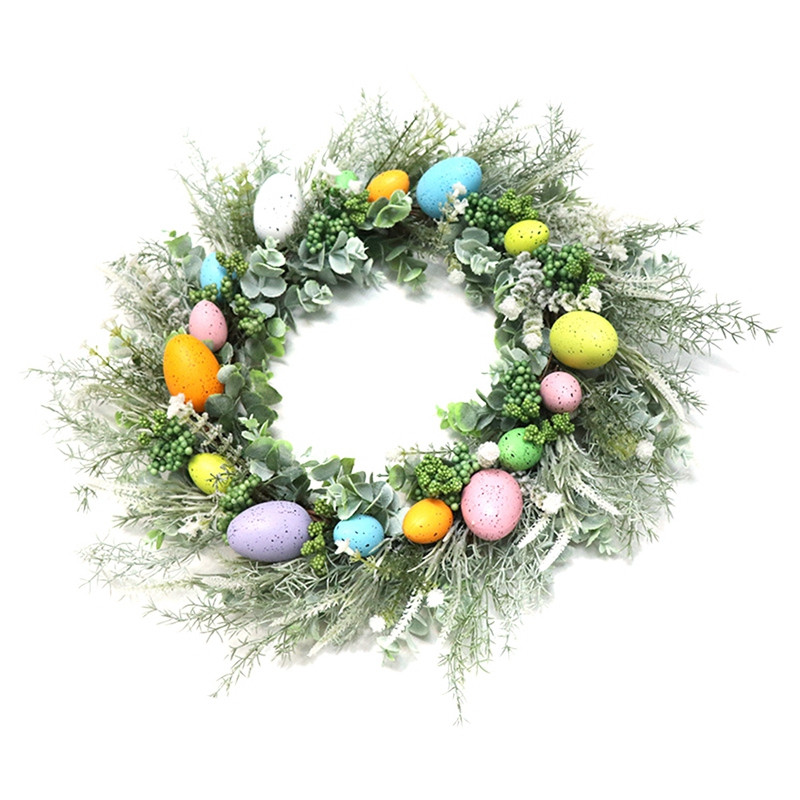 Coroană de Paște de 50 cm Ouă de Paște Decor flori artificiale pentru casă Artizanat DIY Ușă agățată Ghirlandă Decor pentru petreceri de Paște