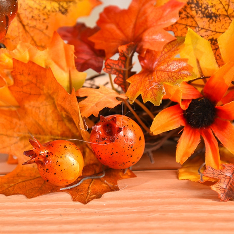 34 εκ. Χριστουγεννιάτικο αποκριάτικο στεφάνι φθινοπώρου Τεχνητό φθινοπωρινό σφενδάμου φύλλο κολοκύθες Συγκομιδή Ευχαριστιών Μπροστινή πόρτα κρεμαστό πάρτι γιρλάντα