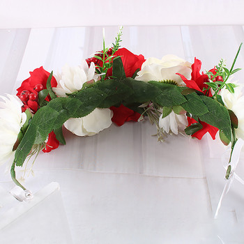 Garland Headband Simulation Bride Headdress Hair Band Αξεσουάρ Πλαστικό αφρό Berries Μεταξωτό ύφασμα ρυθμιζόμενα τεχνητά τριαντάφυλλα
