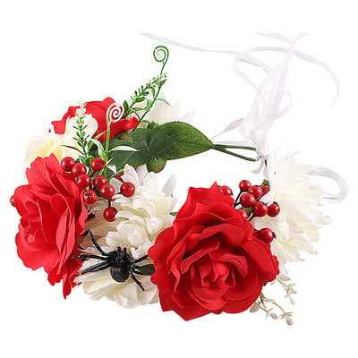 Garland Headband Simulation Bride Headdress Hair Band Αξεσουάρ Πλαστικό αφρό Berries Μεταξωτό ύφασμα ρυθμιζόμενα τεχνητά τριαντάφυλλα