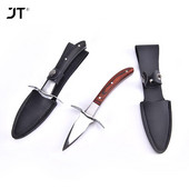 Unelte pentru scobirea stridiilor din oțel inoxidabil cu mâner din lemn Teaca din piele antiderapante și mănuși rezistente Instrumente pentru fructe de mare Gadgets