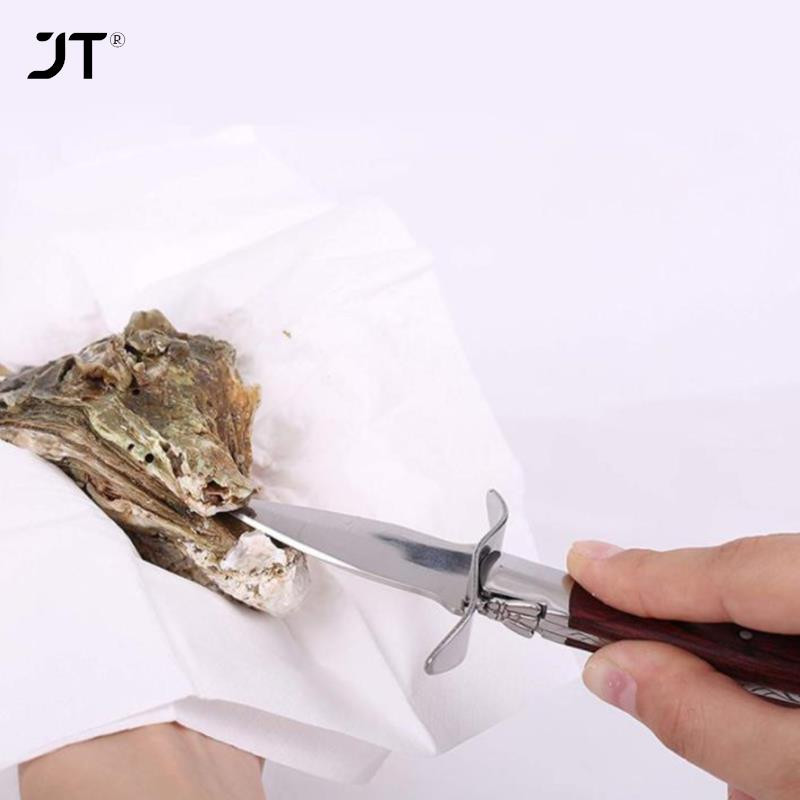 Unelte pentru scobirea stridiilor din oțel inoxidabil cu mâner din lemn Teaca din piele antiderapante și mănuși rezistente Instrumente pentru fructe de mare Gadgets