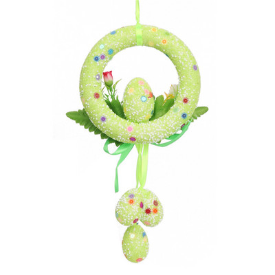 Великденска украса Симулация на венец от входната врата Цвете Сладък заек Висящ орнамент за Великденска украса Честит Великден Яйце Забавно