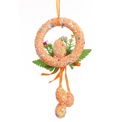 Великденска украса Симулация на венец от входната врата Цвете Сладък заек Висящ орнамент за Великденска украса Честит Великден Яйце Забавно