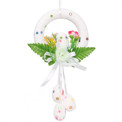 Великденска украса Симулация на венец от входната врата Цвете Сладък заек Висящ орнамент за Великденска украса Честит Великден Яйце Забавно