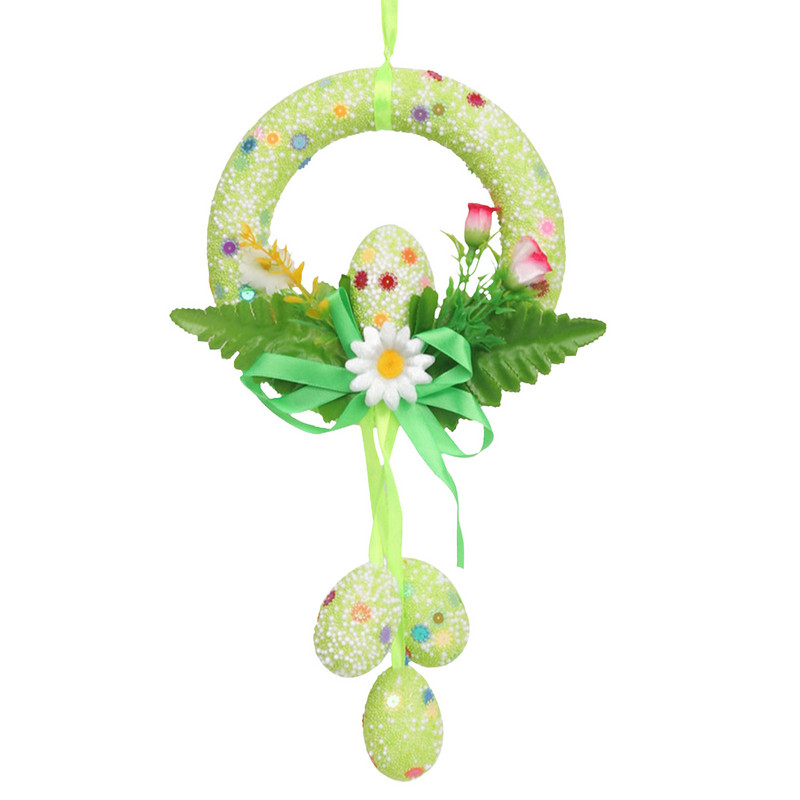 Великденска украса Симулация на венец от входната врата Цвете Сладък заек Висящ орнамент за Великденска украса Честит Великден Яйце Забавно