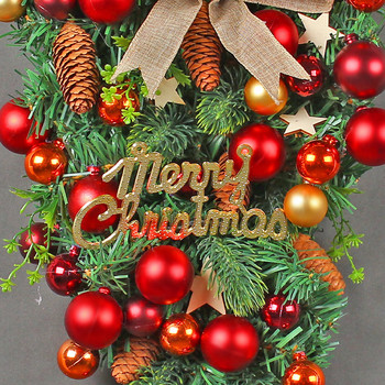 Коледен венец Гирлянда Декорация на дома Висящи орнаменти Декорации за стена на входната врата Весела коледна украса Венец за дърво Noel