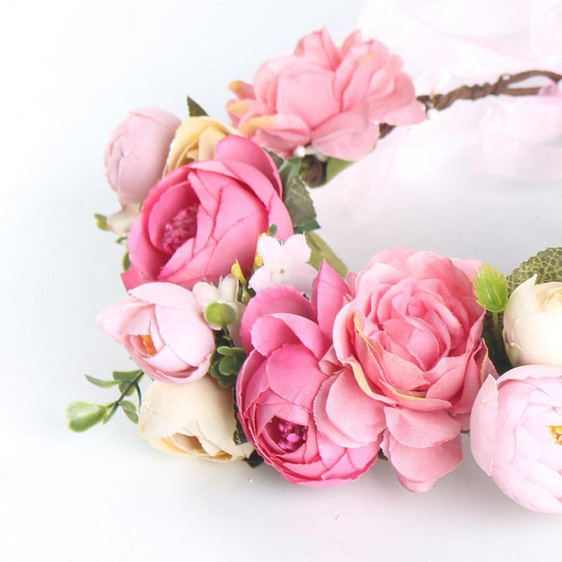 Coroană cu bentiță de flori Coroană florală pentru nuntă Ghirlandă de nuntă ajustabilă manuală Festivaluri de nuntă Foto de recuzită Coroană