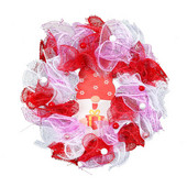 2023 για την ημέρα του Αγίου Βαλεντίνου Πλαστικά στεφάνια 30cm Γλυκό στολίδι Κρεμαστή Πόρτα τοίχου Διχτυωτό Διακόσμηση πάρτι Κόκκινες γιρλάντες