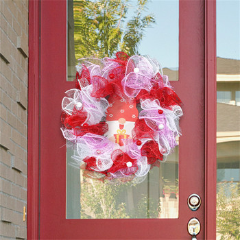 2023 για την ημέρα του Αγίου Βαλεντίνου Πλαστικά στεφάνια 30cm Γλυκό στολίδι Κρεμαστή Πόρτα τοίχου Διχτυωτό Διακόσμηση πάρτι Κόκκινες γιρλάντες
