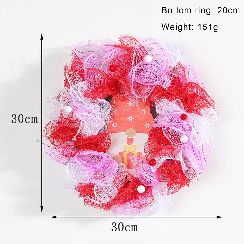 2023 για την ημέρα του Αγίου Βαλεντίνου Πλαστικά στεφάνια 30cm Γλυκό στολίδι Κρεμαστή Πόρτα τοίχου Διχτυωτό Διακόσμηση πάρτι Κόκκινες γιρλάντες