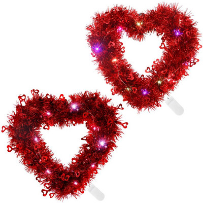 2 ks Valentínsky veniec Dekorácia v tvare lásky Dutá svetelná girlanda na zavesenie na stenu Do interiéru a exteriéru