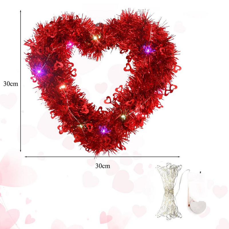 2 ks Valentínsky veniec Dekorácia v tvare lásky Dutá svetelná girlanda na zavesenie na stenu Do interiéru a exteriéru