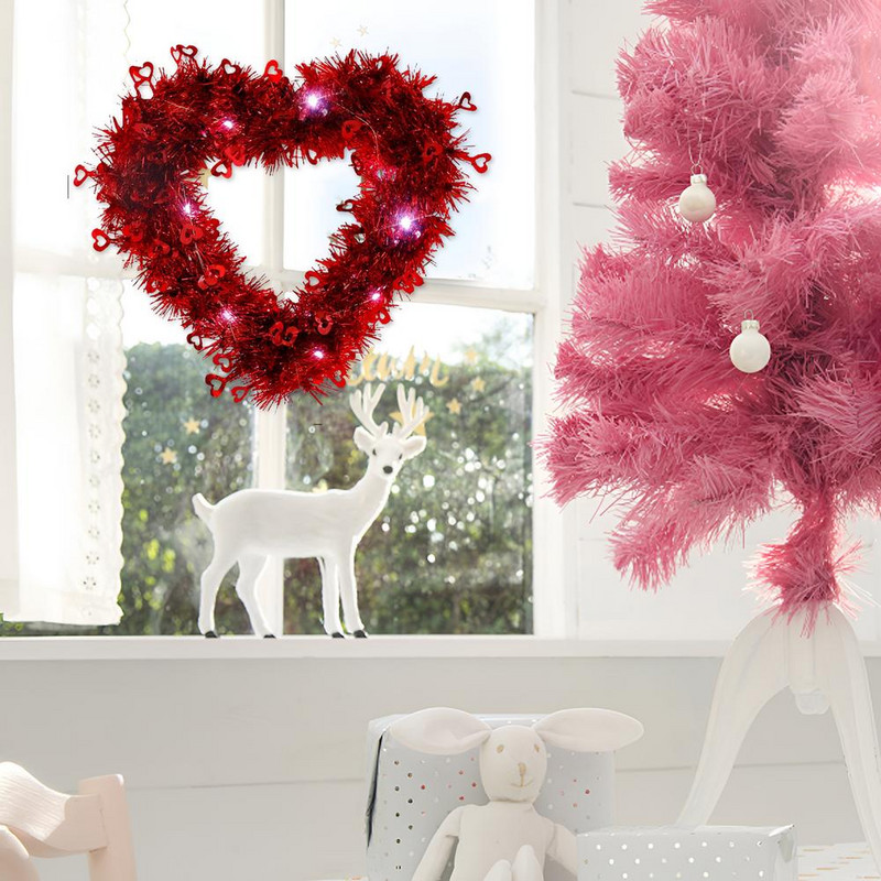 2 ks Valentínsky veniec Dekorácia v tvare lásky Dutá svetelná girlanda na zavesenie na stenu Do interiéru a exteriéru