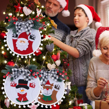 Коледен венец за многократна употреба Коледен гирлянд с 3 дизайна на висящ гирлянд за входна врата за домашен декор Празнични празнични парти консумативи