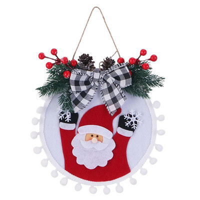 Коледен венец за многократна употреба Коледен гирлянд с 3 дизайна на висящ гирлянд за входна врата за домашен декор Празнични празнични парти консумативи