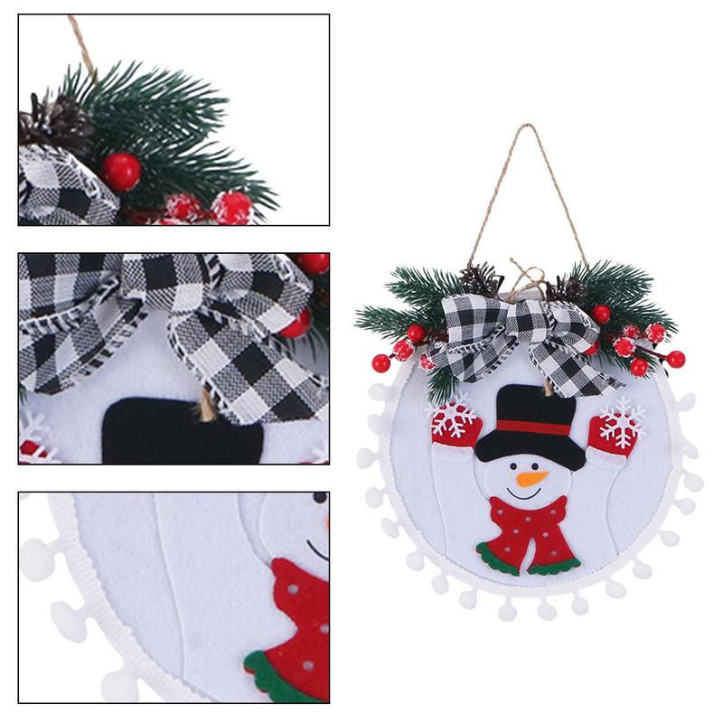 Коледен венец за многократна употреба Коледен гирлянд с 3 дизайна на висящ гирлянд за входна врата за домашен декор Празнични празнични парти консумативи