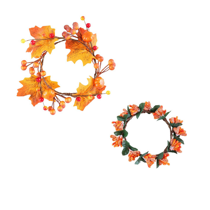 Pânză de mătase Frunze Lumânări Inele Coroane Ghirlandă pentru Decor Halloween de Anul Nou
