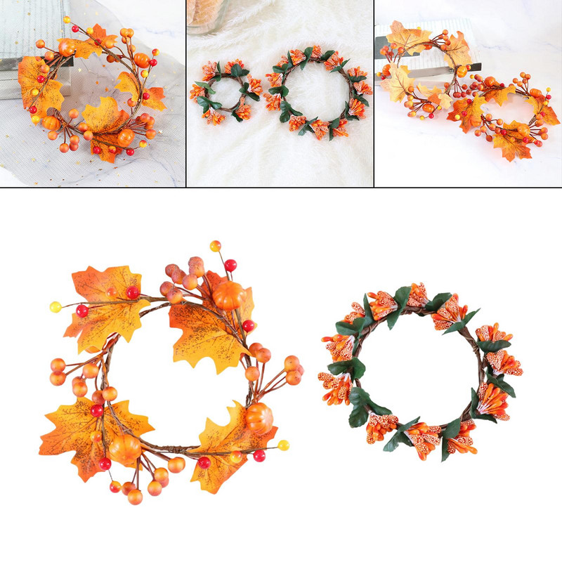 Pânză de mătase Frunze Lumânări Inele Coroane Ghirlandă pentru Decor Halloween de Anul Nou