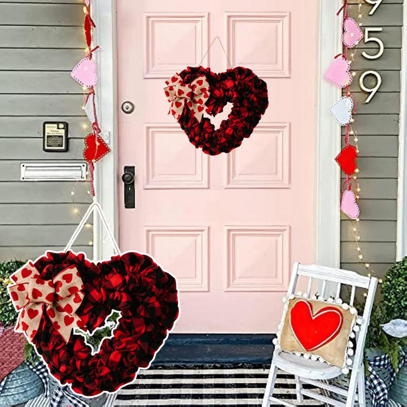 Εξαιρετικό μενταγιόν γιρλάντα για την ημέρα του Αγίου Βαλεντίνου DIY στεφάνι για την ημέρα του Αγίου Βαλεντίνου Καρό Διακοσμητικό Στολίδι στεφάνι του Αγίου Βαλεντίνου