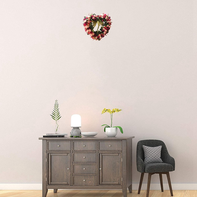 Mākslīgais rožu ziedu vainags sirds formas durvju vainags priekšdurvju sienas logam kāzu ballītei lauku mājas mājas dekorēšanai