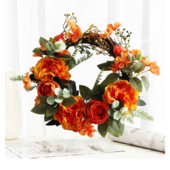 Coroană de flori de bujor artificial Ghirlande agățate pentru ușă Articole pentru decorațiuni de Crăciun pentru decorațiuni interioare Fermă Crăciun Anul Nou 2022