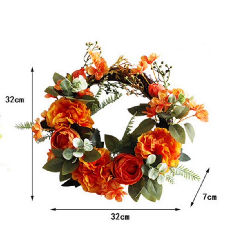 Coroană de flori de bujor artificial Ghirlande agățate pentru ușă Articole pentru decorațiuni de Crăciun pentru decorațiuni interioare Fermă Crăciun Anul Nou 2022