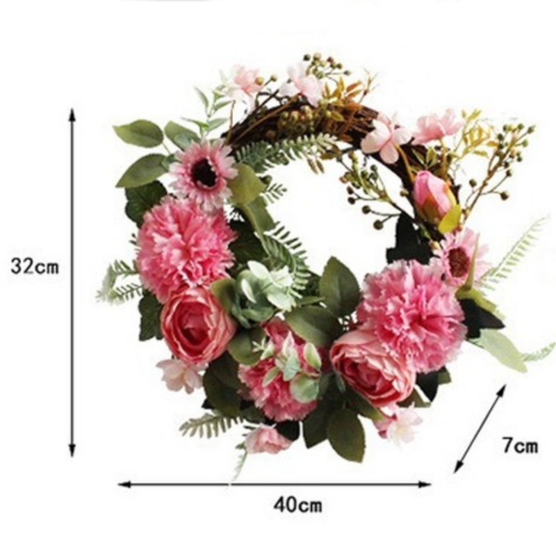 Coroană de flori de bujor artificial Ghirlande agățate pentru ușă Articole pentru decorațiuni de Crăciun pentru decorațiuni interioare Fermă Crăciun Anul Nou 2022