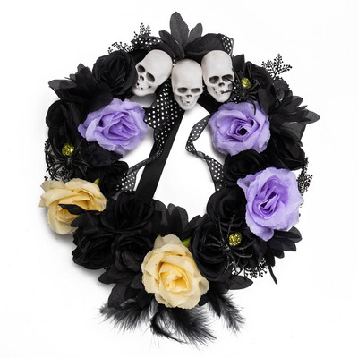 Halloween veniec zavesný lebka duch dekorácie predné halloweenske párty dvere zavesné okno vence rekvizity pozadie dekorácia