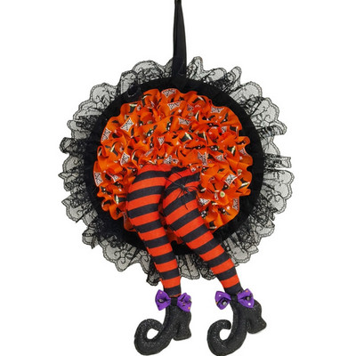 Coroniță pentru picioare de vrăjitoare de Halloween Decor pentru ușă pentru agățat pe perete Picior de vrăjitoare de Halloween Coronă pentru ușă de dovleac Home Festival Rechizite pentru petreceri