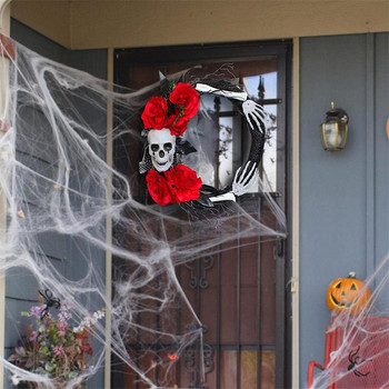 Хелоуин венец, висящ череп, призрак, декорации, предна част на Хелоуин парти, висящ прозорец, венци, реквизит, фонова декорация
