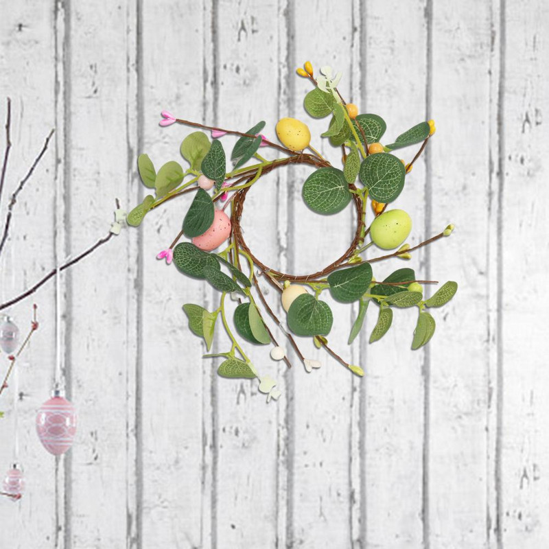 Lielisks piekarināms vainags Maza izmēra Lieldienu vītne Izsmalcināta dekorācija Sveces krūze Simulācija Ziedu vītnes festivāla dekors