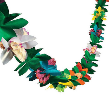 Празнично парти в джунглата Рожден ден Хавайски стил Тропически тип Тишу Банер Хартиен гирлянд с цветя Гирлянд с цветя