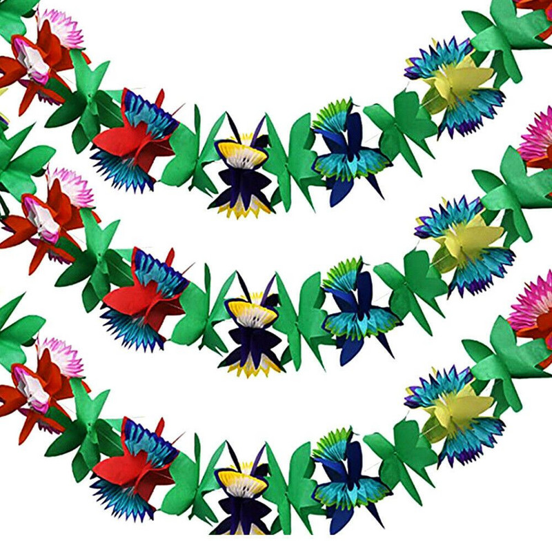 Ζούγκλα Φεστιβάλ Πάρτι Γενέθλια Χαβάη Στυλ Τροπικού τύπου Πανό χαρτομάντιλο Λουλούδι Γιρλάντα Λουλούδι