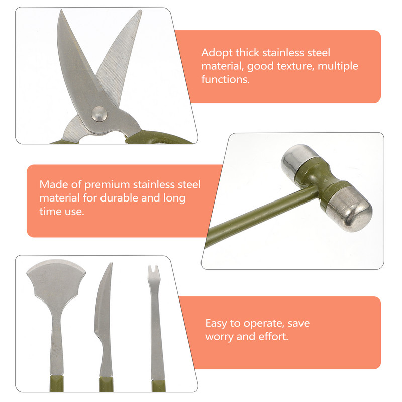 Crab Fructe de mare Instrument de decorticare Picior de crustacee Clește de oțel Ustensile de alegere ciocan Clește inoxidabil Homar Deveiner Coji de creveți