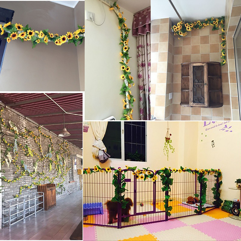 Flori artificiale galbene viță de vie coroană de floarea soarelui decor pentru nuntă coroană de decorare pentru nuntă