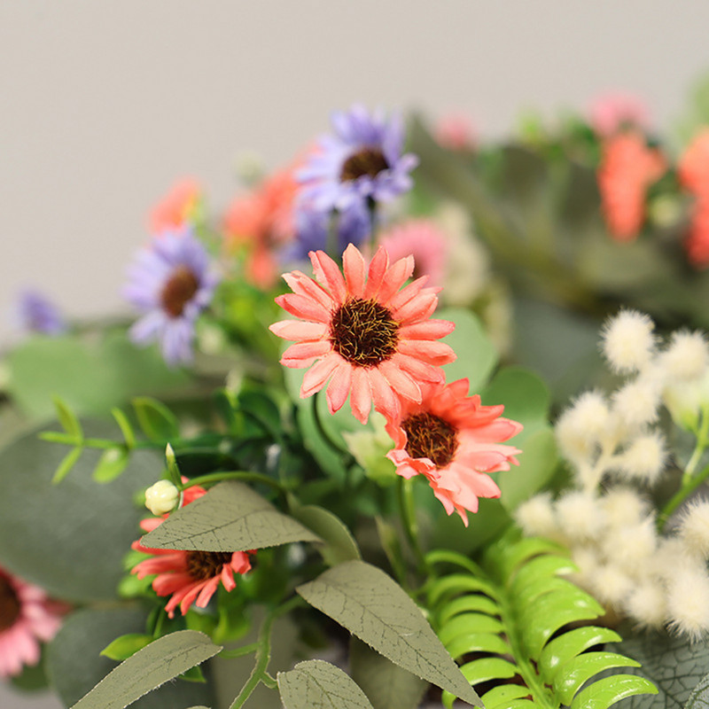 Τεχνητό στεφάνι μαργαρίτα από ευκάλυπτο, κατάλληλο για ανοιξιάτικα καλοκαιρινά στεφάνια για παράθυρο τοίχου μπροστινής πόρτας ή διακόσμηση σπιτιού