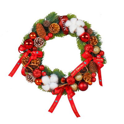 Umjetni božićni vijenac visi crvena vrpca Bowknot vijenac privjesak