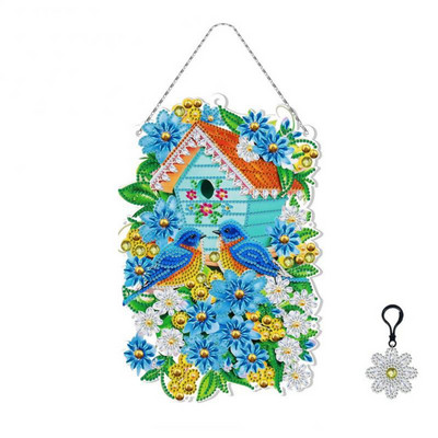 Coroană de Crăciun pictură cu diamant broderie desene animate Moș Crăciun punct de cruce ușă pandantiv suspendat Ghirlanda de flori Anul Nou 2023