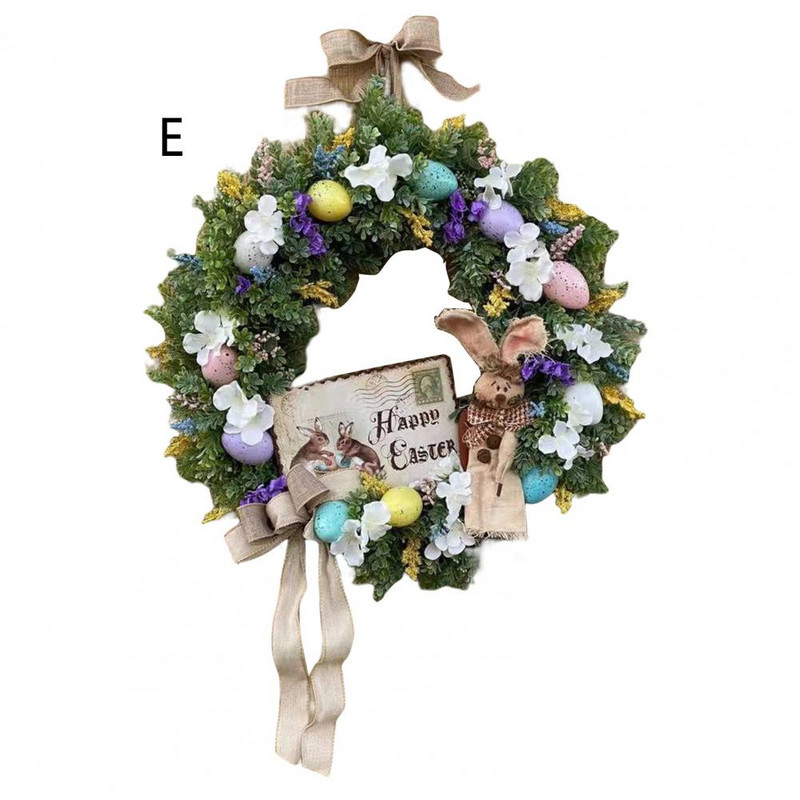 Iekarināms vainags Pretdeformēts durvju vainags ar loka mezglu. Veidošanas atmosfēra Lieldienu zaķa medības Olu vītnes kulonu festivāla dekors