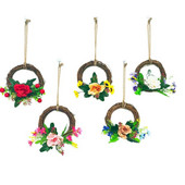 Uus ümmargune kunstlilledega ripats magamistoa seinakaunistusega, simulatsioon taim, lillevõrk, punane seinapärja ripats 15 cm