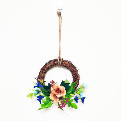 Uus ümmargune kunstlilledega ripats magamistoa seinakaunistusega, simulatsioon taim, lillevõrk, punane seinapärja ripats 15 cm