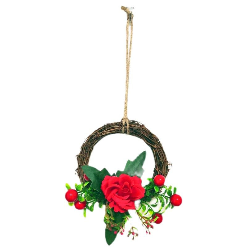 Uus ümmargune kunstlilledega ripats magamistoa seinakaunistusega, simulatsioon taim, lillevõrk, punane seinapärja ripats 15 cm