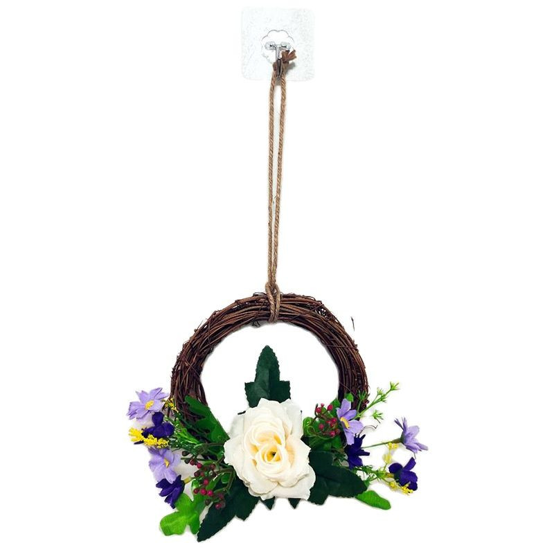 Uus ümmargune kunstlilledega ripats magamistoa seinakaunistusega, simulatsioon taim, lillevõrk, punane seinapärja ripats 15 cm