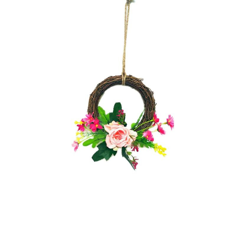 Uus ümmargune kunstlilledega ripats magamistoa seinakaunistusega, simulatsioon taim, lillevõrk, punane seinapärja ripats 15 cm