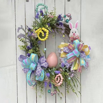 Στεφάνι πόρτας Φωτεινό χρώμα Πασχαλινή γιρλάντα Εντυπωσιακή Ατμόσφαιρα κατασκευής Τεχνητό λουλούδι Πασχαλινή γιρλάντα αυγών Διακόσμηση σπιτιού