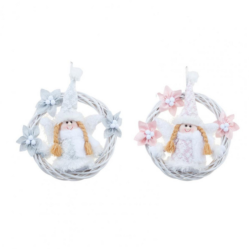 Inovativni božićni vijenac s izdubljenim prizorom, roza/bijeli slatki privjesak za božićno drvce