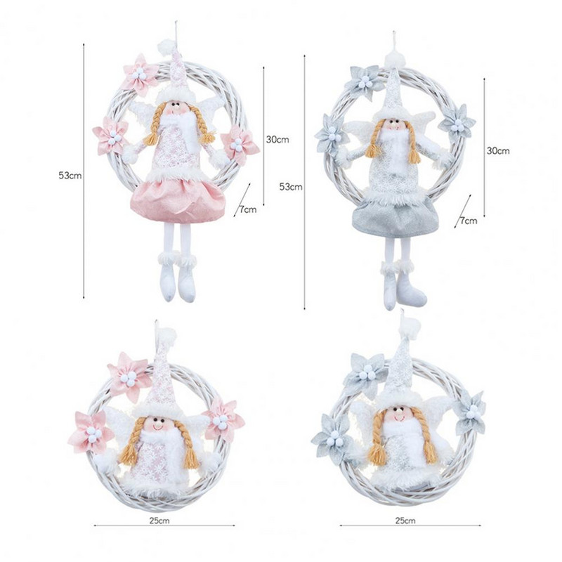 Inovativni božićni vijenac s izdubljenim prizorom, roza/bijeli slatki privjesak za božićno drvce